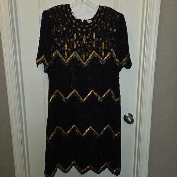 Vintage dazzling, 80's Hand-beaded masterpiece by Laurence Kazar New York! 2X - Picture 4 of 11